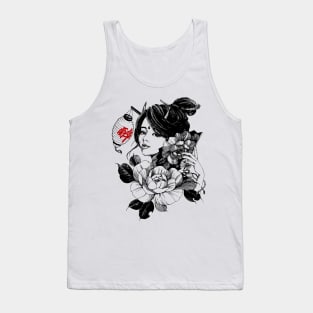 Japanese Beautiful Geisha Fine Traditional Art Tank Top